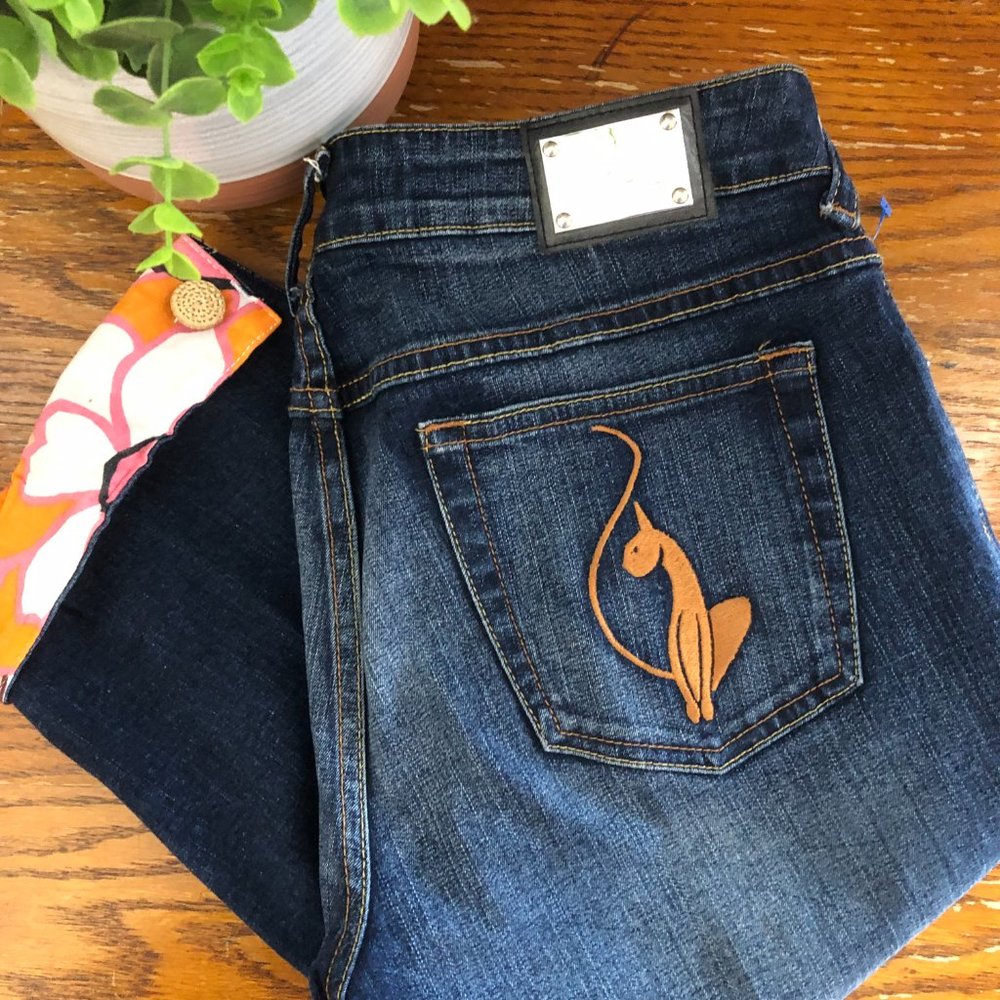 Y2K Baby Phat Denim Capri with Flowers Cuffs
